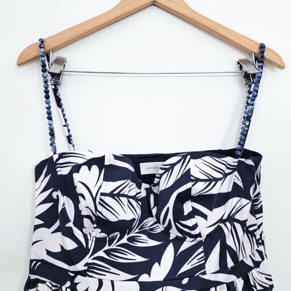 Andres Otalora Atlantico Cotton Poplin Midi Dress In Navy Print 8 - Picture 4 of 12